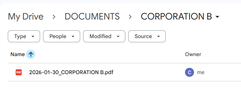 Filed in Google Drive - Corporation B